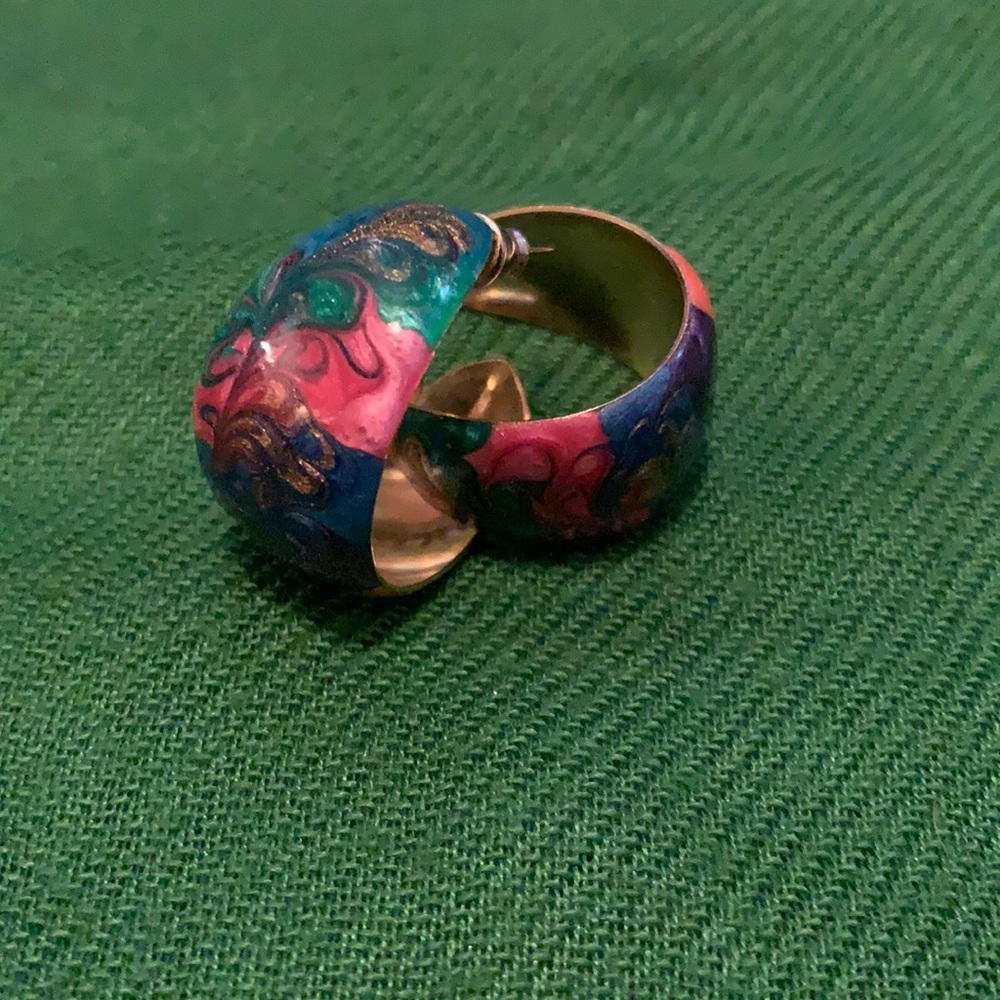 Retro Gold and Multi-Colored Earrings